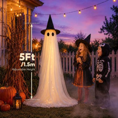 5.5FT Glow Ghost - Light-Up Standing Halloween Decoration