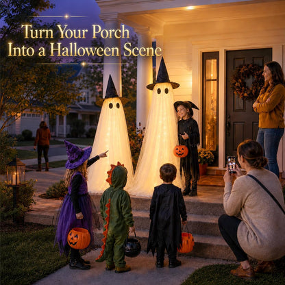 5.5FT Glow Ghost - Light-Up Standing Halloween Decoration